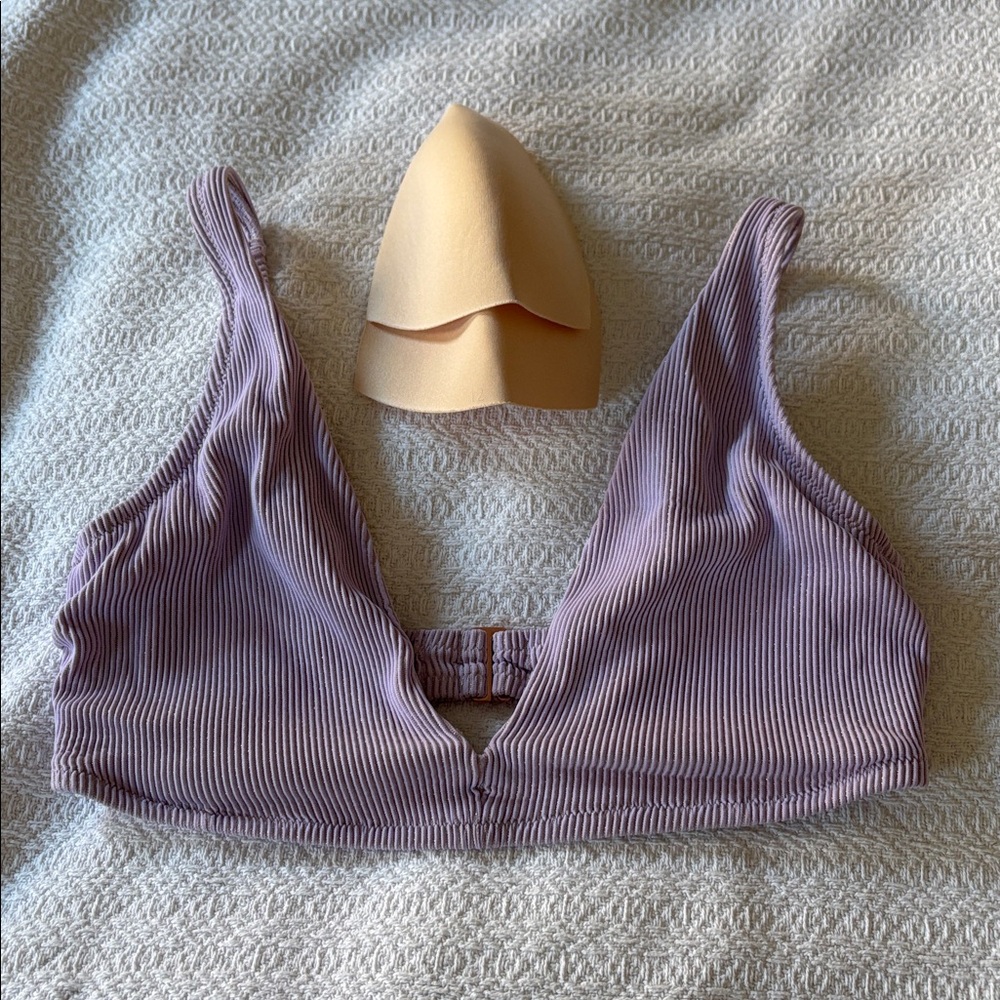 Shade & Shore Purple Ribbed Bikini Top 34DD - never worn, runs small.